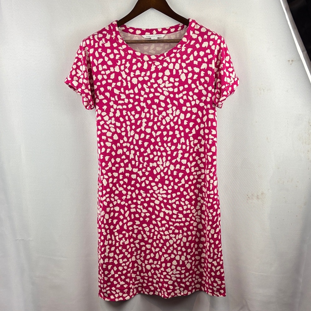 Diane Von Furstenberg Pink and White Mini Dress